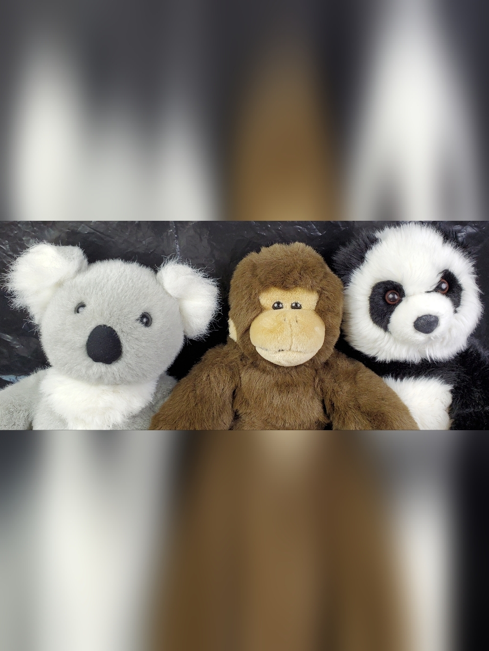 Build-A-Bear BAB Zoo Animals Panda and Koala Bear Monkey Stuffed Plush Lot of 3